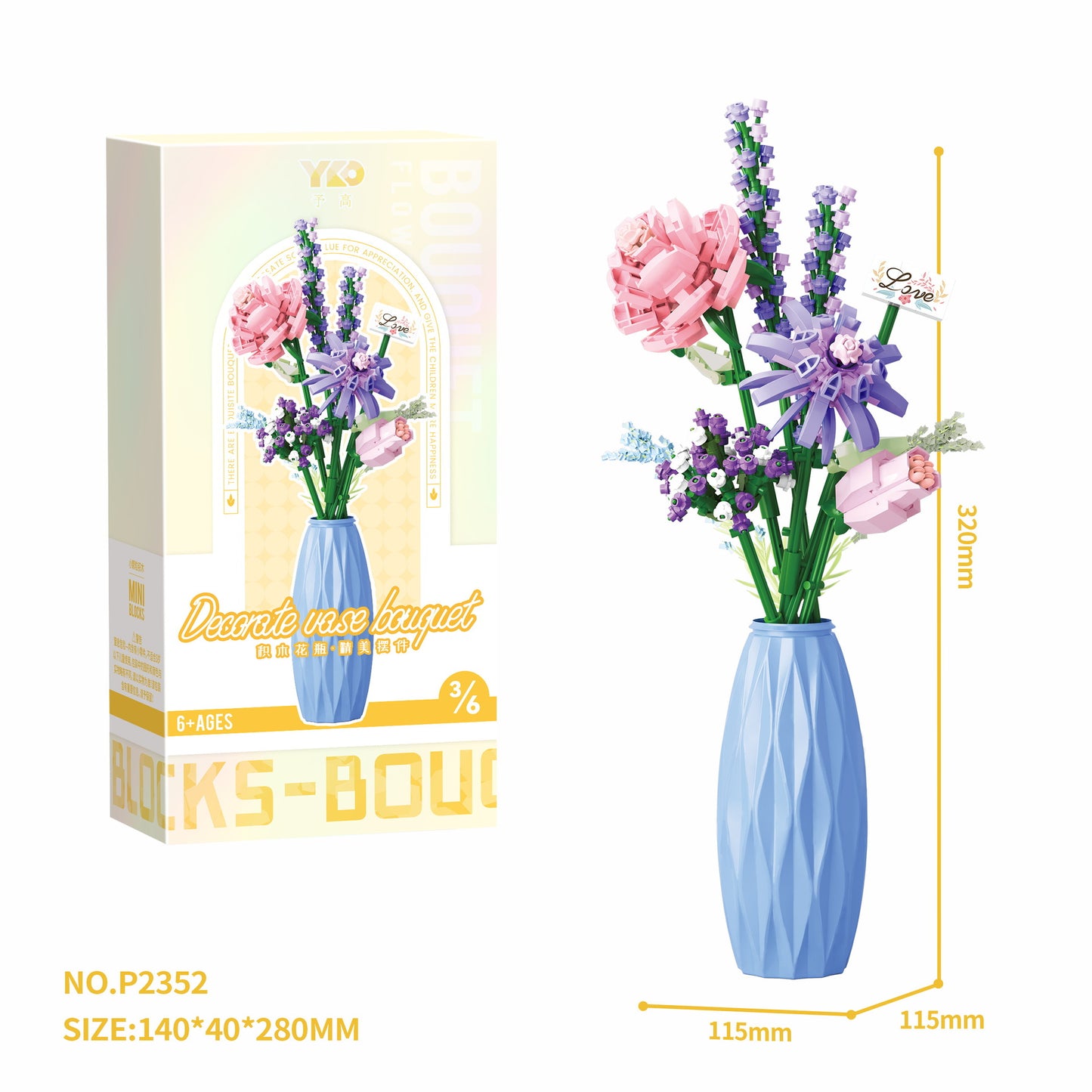 Boeket bloemen in blauwe vaas