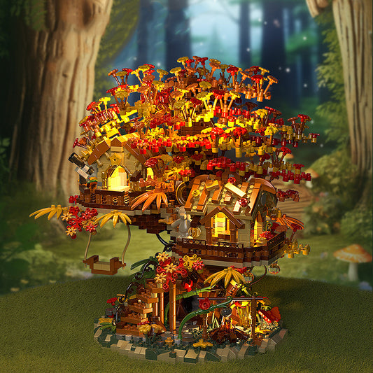 Japans herfstboomhut met verlichting