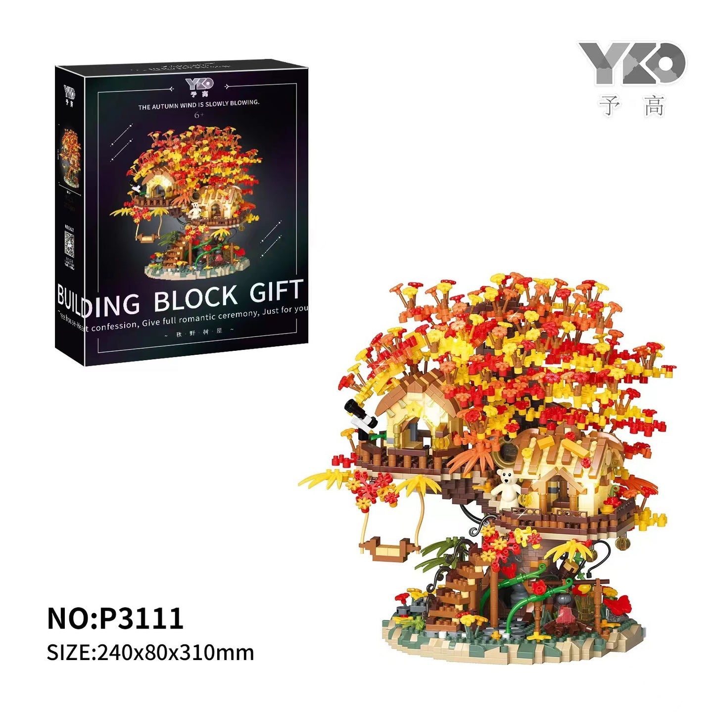 Japans herfstboomhut met verlichting